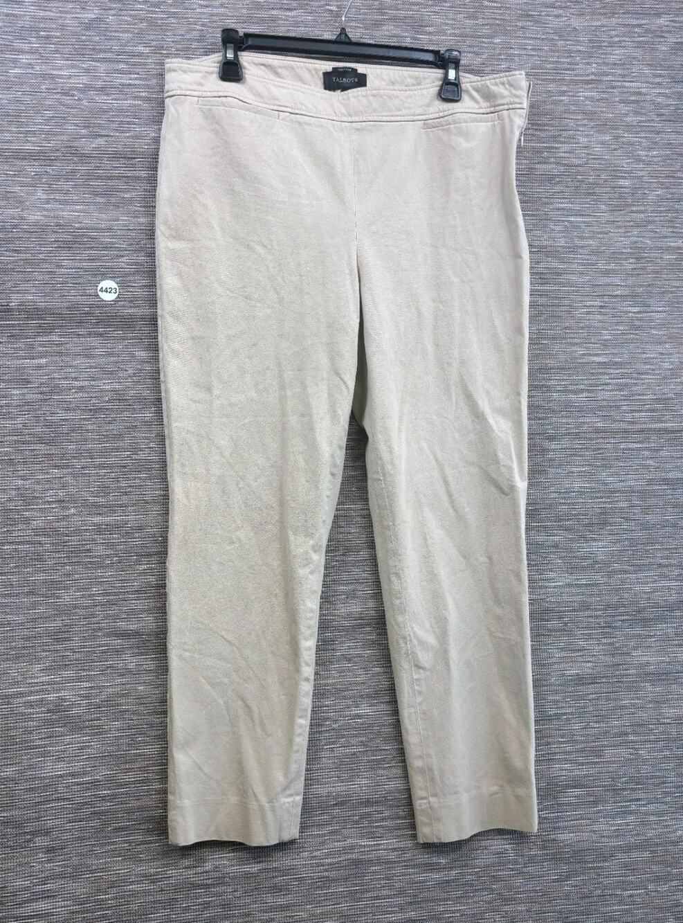 Talbots Chatham Ankle Pants Womens Size 14 Beige Slim Leg Side Zip Casual Career